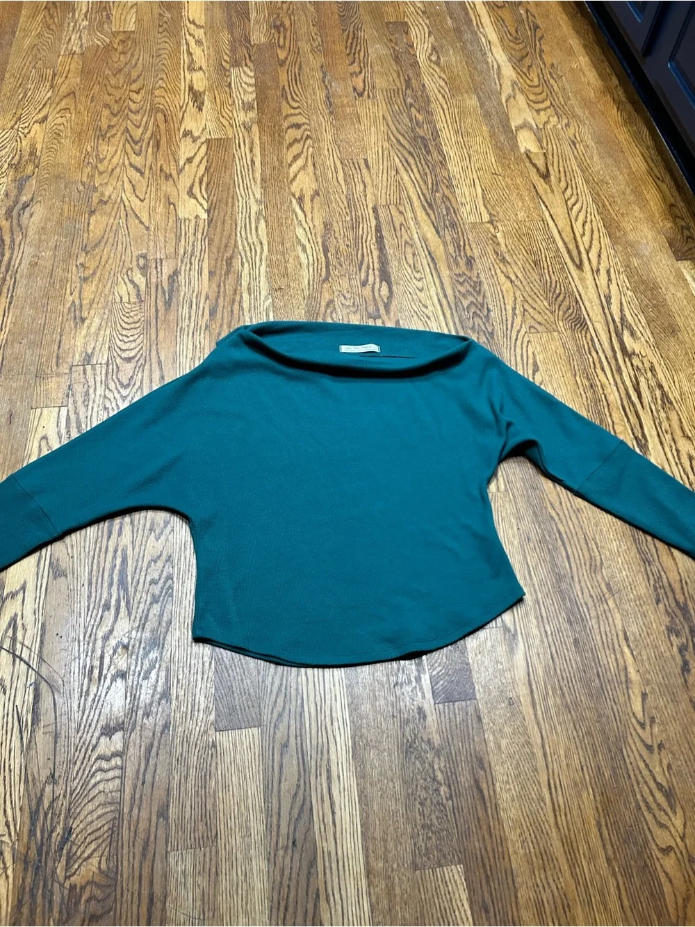 Free People Boat Neck Thermal Top – XL – Deep Teal Boho Oversized Cozy